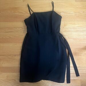 Black Side Tie Mini Dress Spaghetti Strap